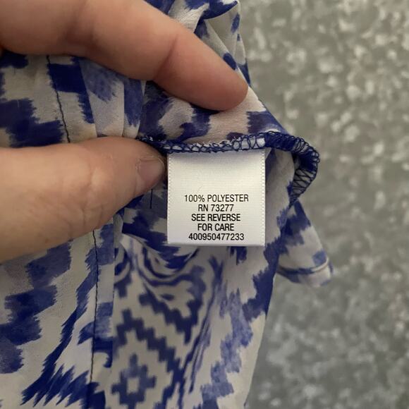 Princess Vera Wang Blue Geometric Print Strappy Tank Top - Size Medium - Sheer - Picture 6 of 6